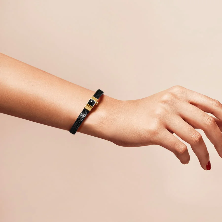Bracelet femme lézard noir