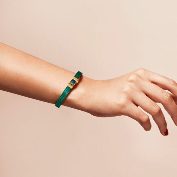 bracelet cuir femme lézard vert,