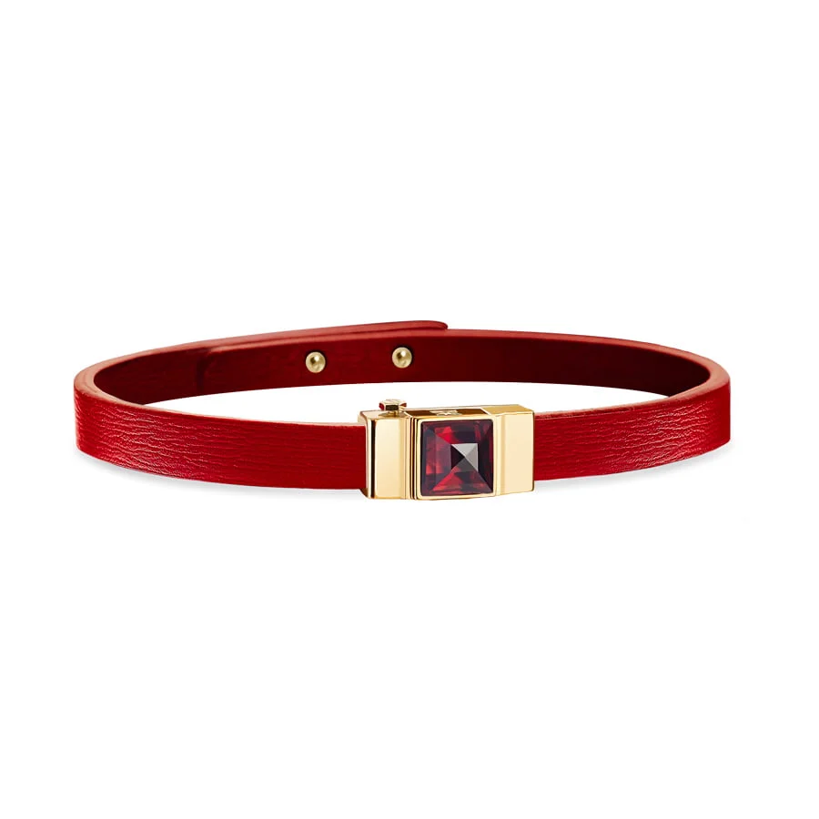 Bracelet femme cuir rouge