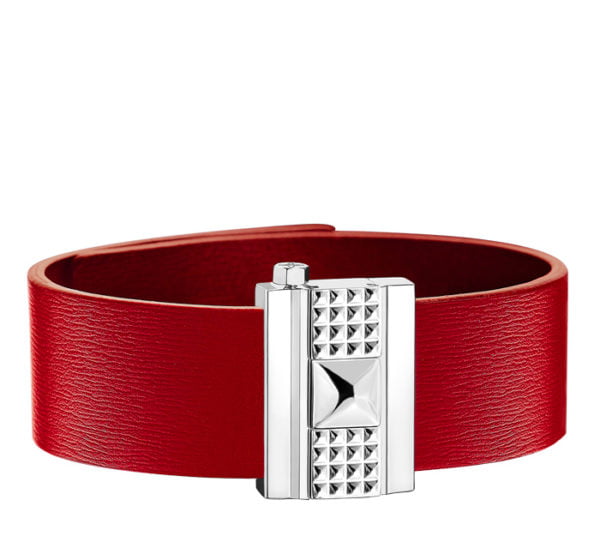 Bracelet femme en cuir rouge, personnalisable.