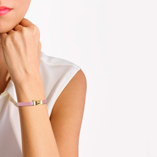 bracelet cuir rose plaqué or femme