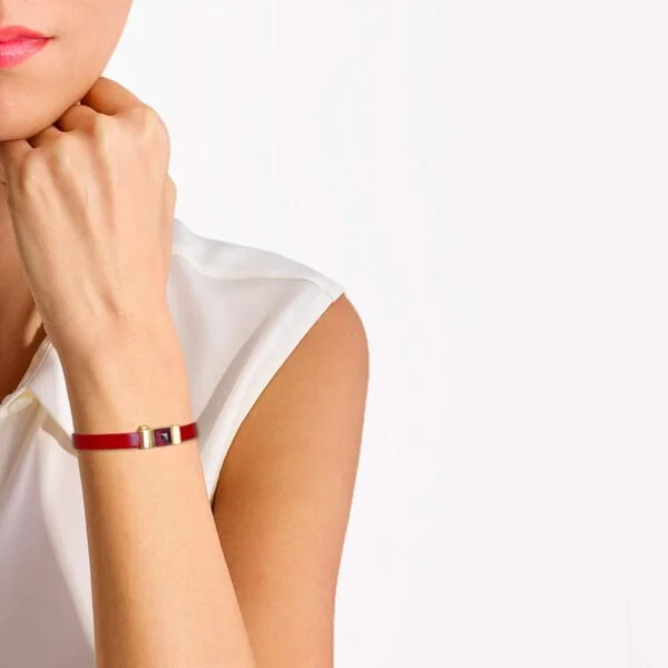 Bracelet femme cuir rouge