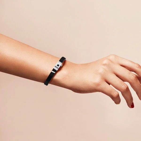 Bracelet en cuir de veau  glossy noir