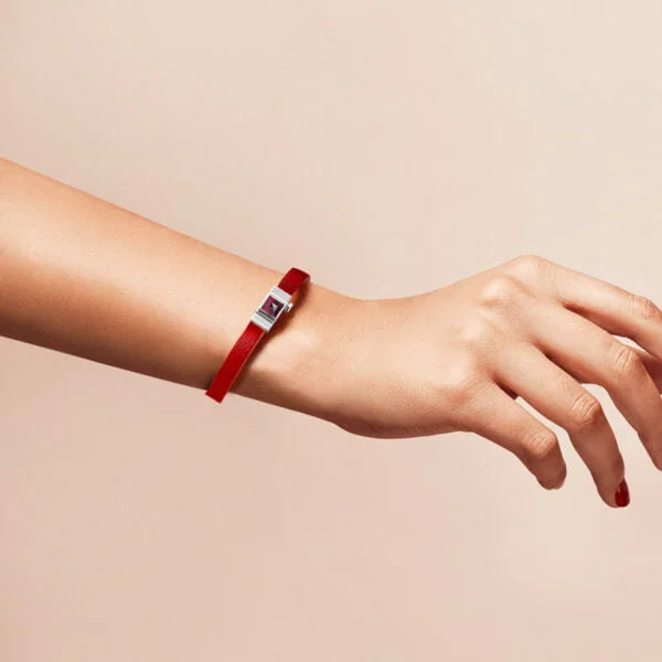 Bracelet en cuir de veau rouge