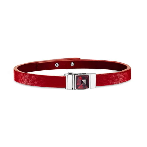 Bracelet en cuir de veau rouge