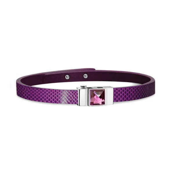 Bracelet cuir femme en serpent d'eau violet