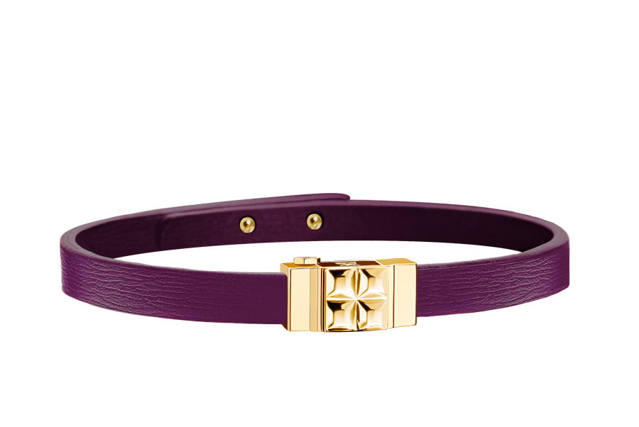 Bracelet cuir femme simple tour violet