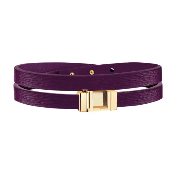 Lanière double tour cuir violet