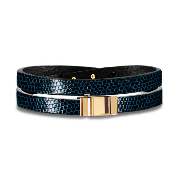 Monture bracelet double tour lézard bleu nuit