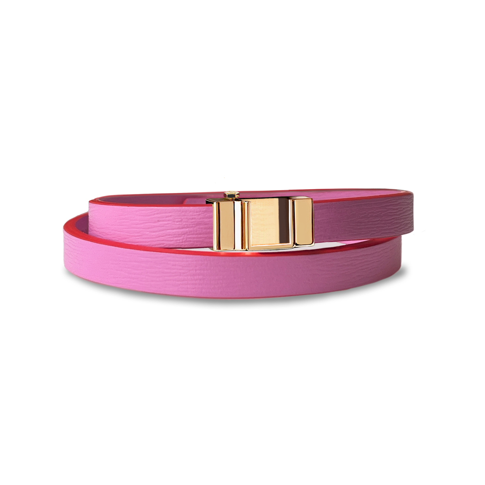 Monture bracelet double tour veau rose barbie