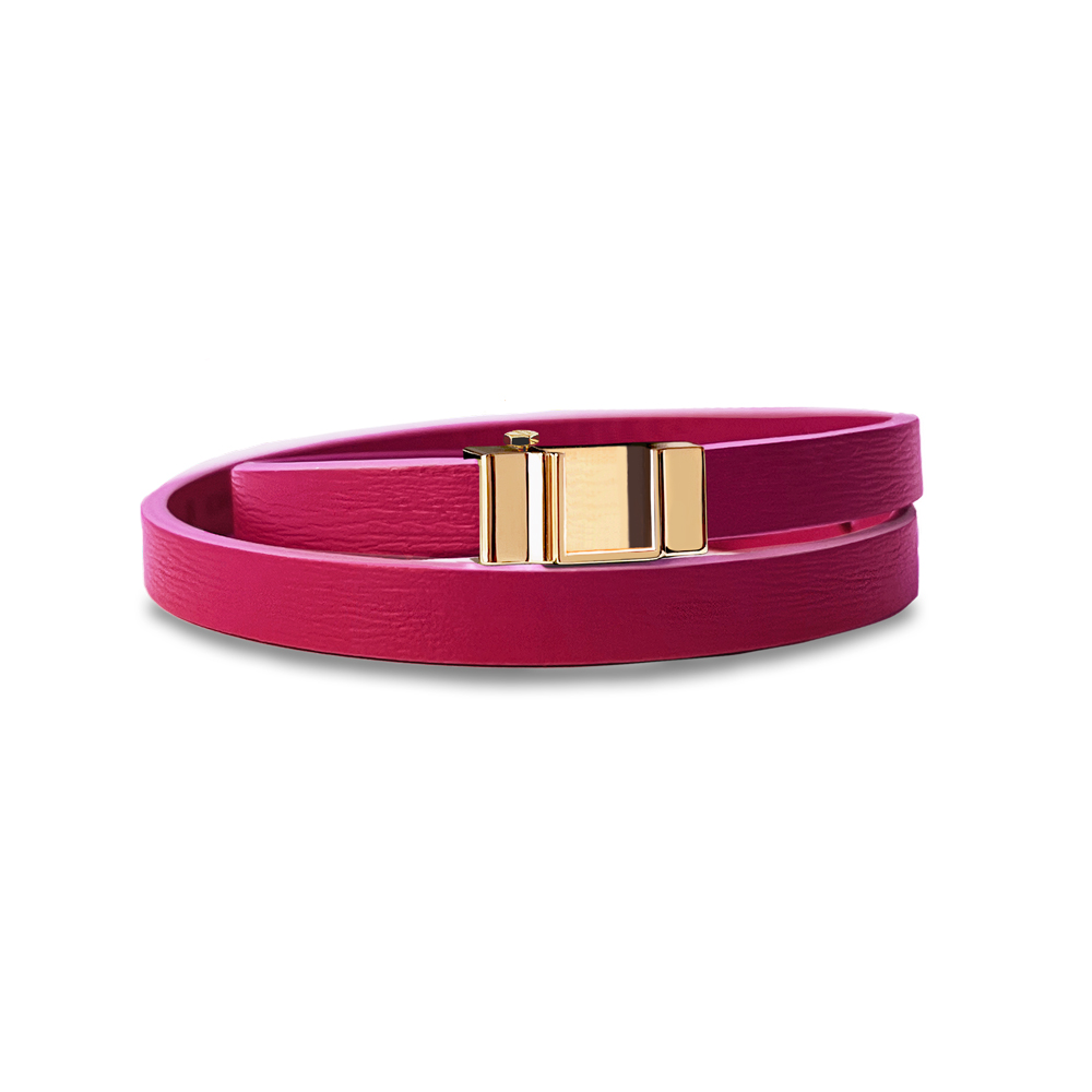 Monture bracelet double tour veau framboise