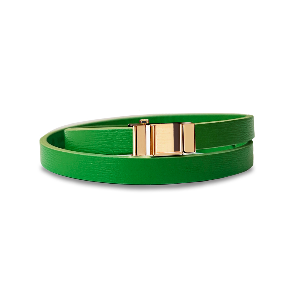 Monture bracelet double tour veau vert gazon