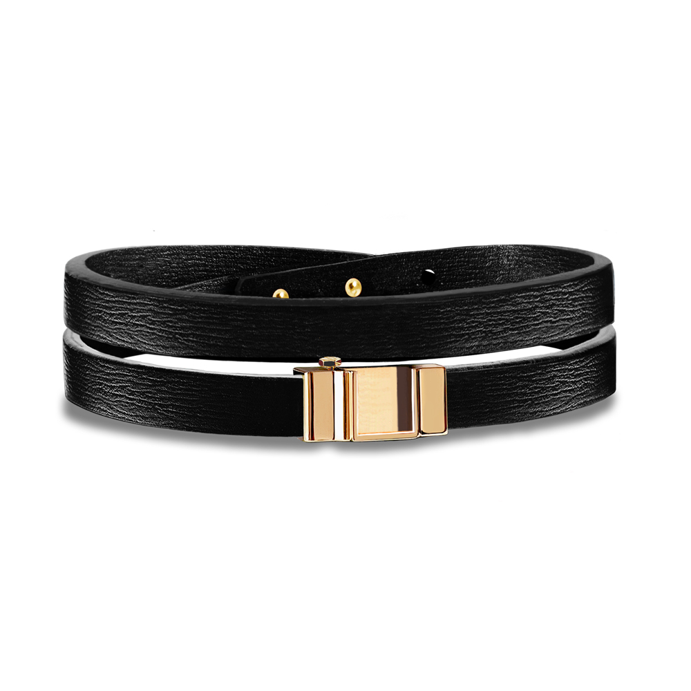 Monture bracelet double tour veau noir