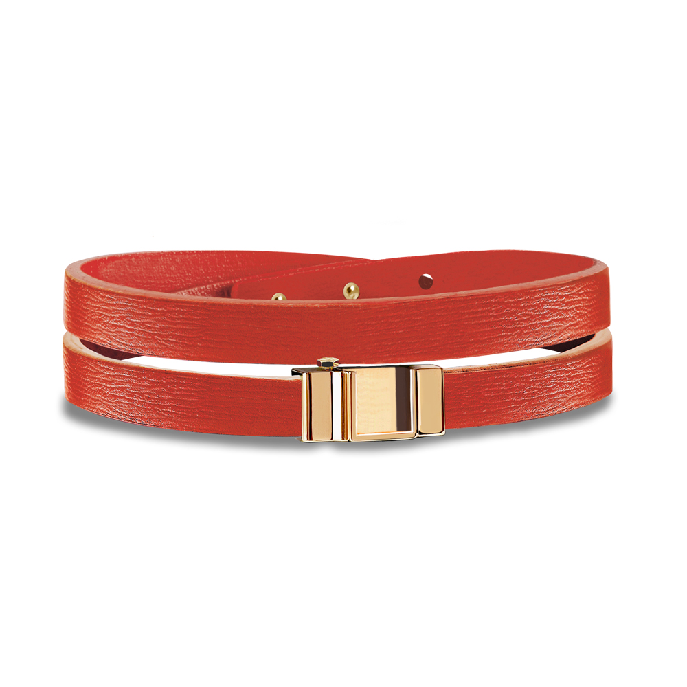 Monture bracelet double tour veau orange