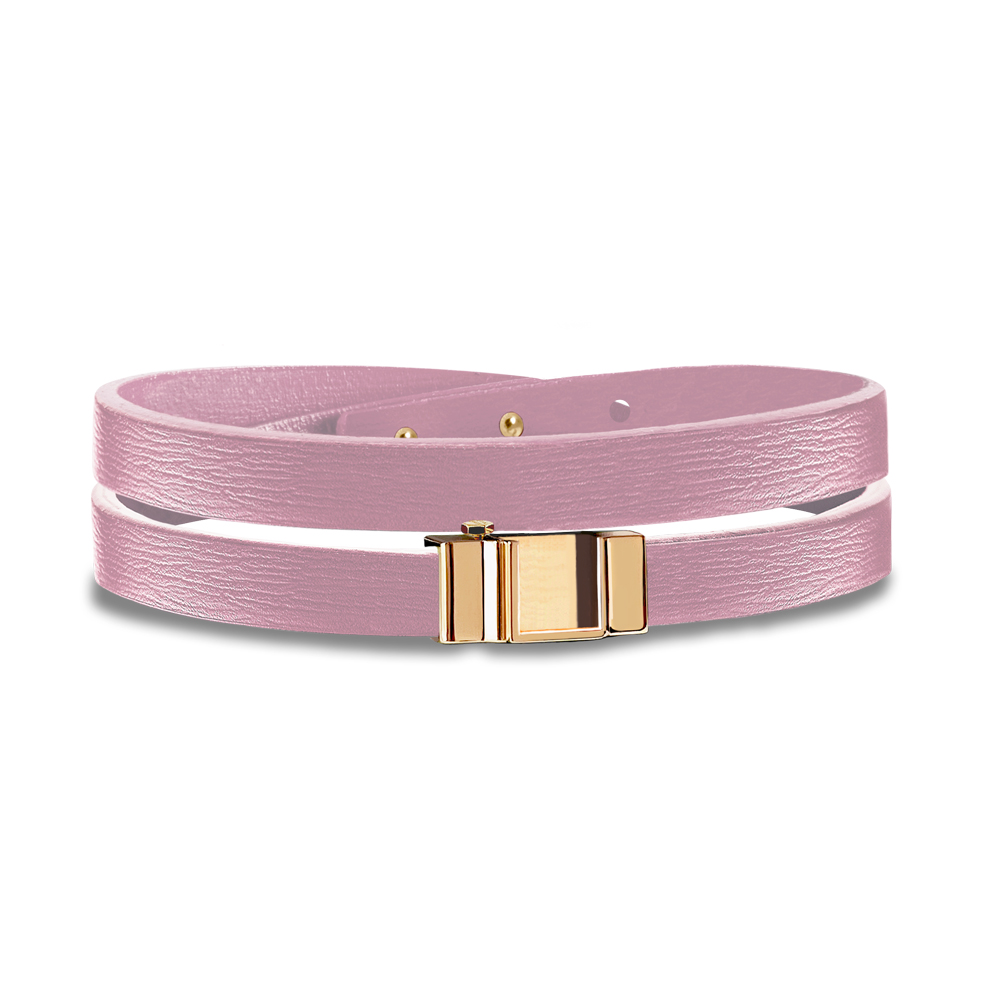 Monture bracelet double tour veau rose