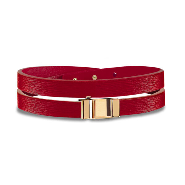 Monture bracelet double tour veau rouge