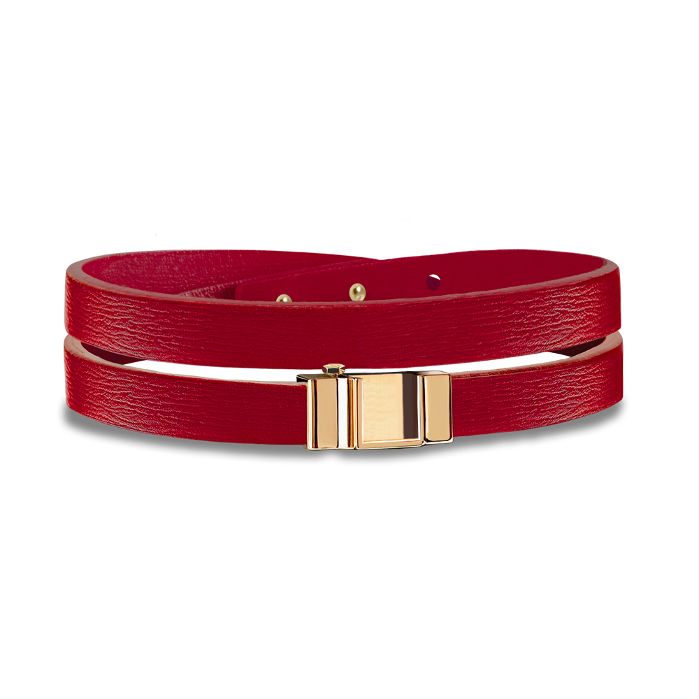 Monture bracelet double tour veau rouge
