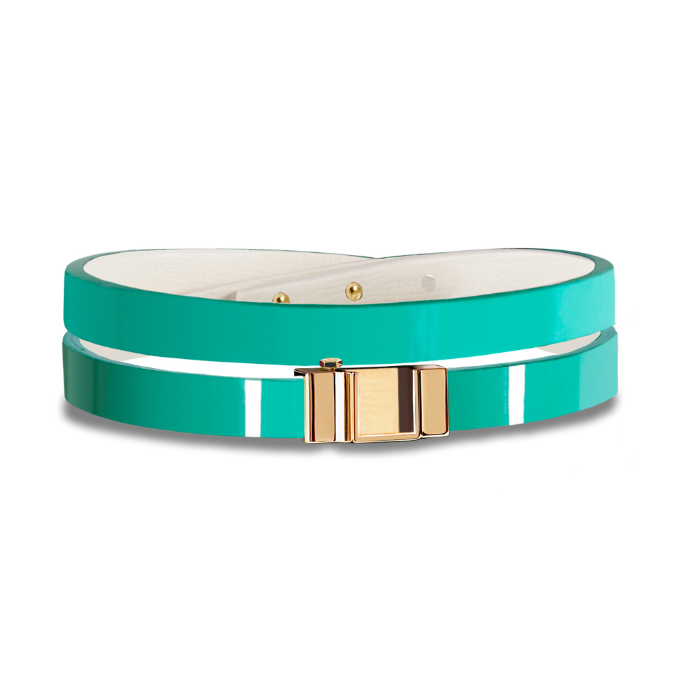 Monture bracelet double tour veau veau verni menthe