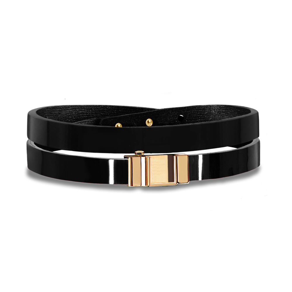Monture bracelet double tour veau glossy noir