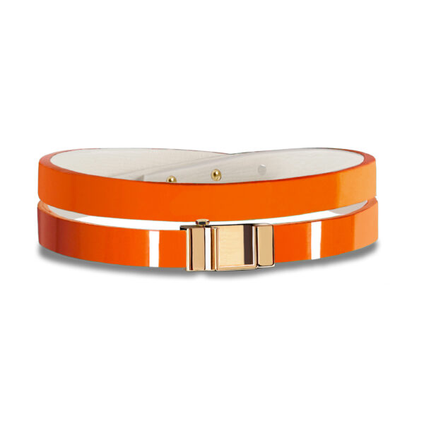 Monture bracelet double tour veau verni orange