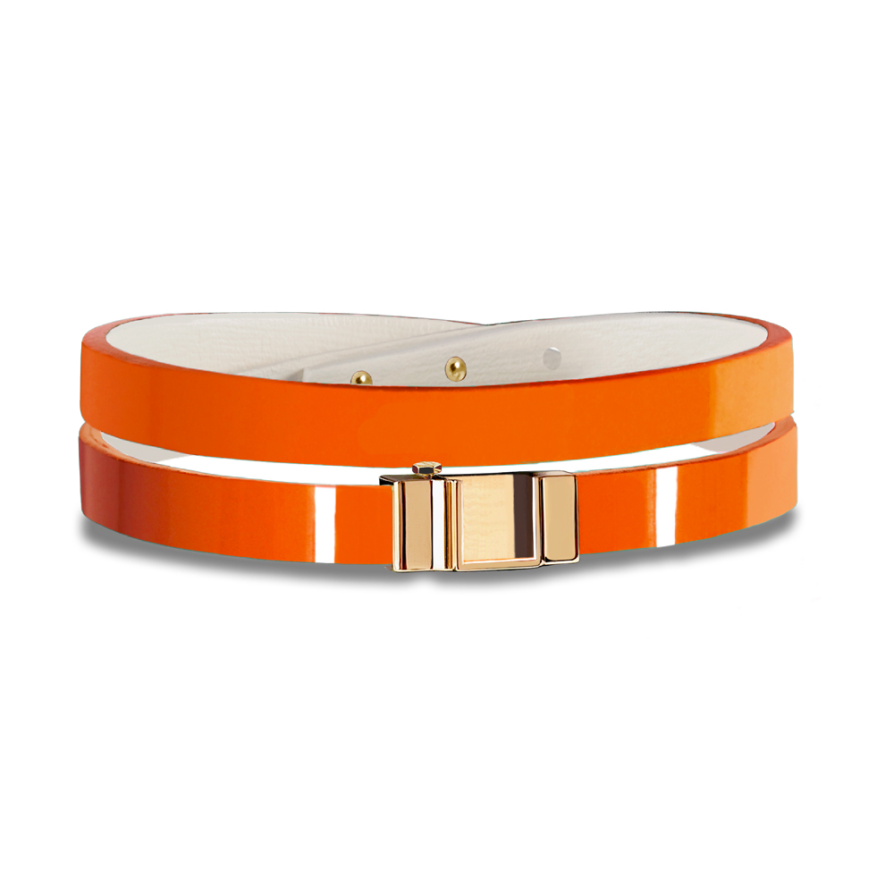 Monture bracelet double tour veau verni orange