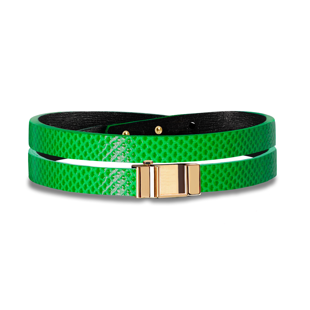 Monture bracelet double tour serpent d'eau vert électrique