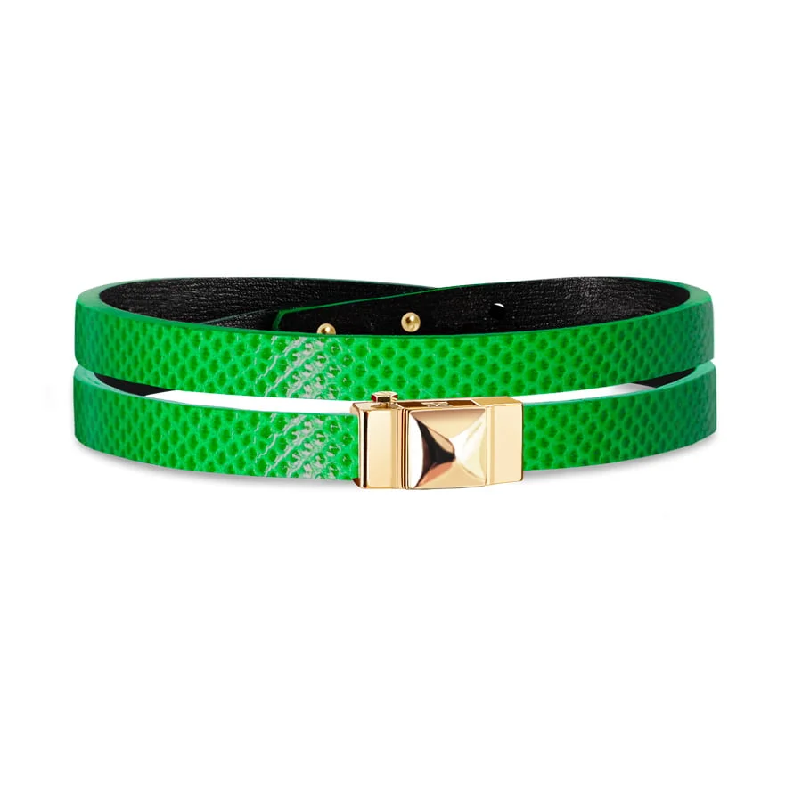 Bracelet double tour femme serpent d'eau vert elctrique