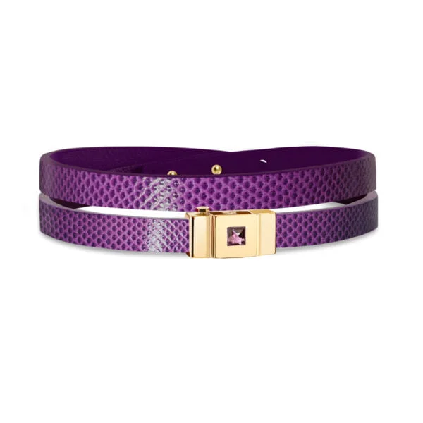 Bracelet double tour femme serpent d'eau violet