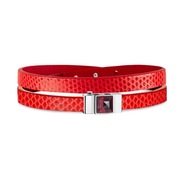 Bracelet double tour femme serpent d'eau coquelicot