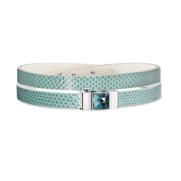 Bracelet double tour femme serpent d'eau bleu glace