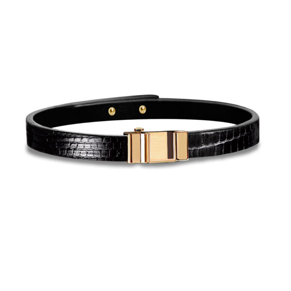 Monture bracelet simple tour lézard noir