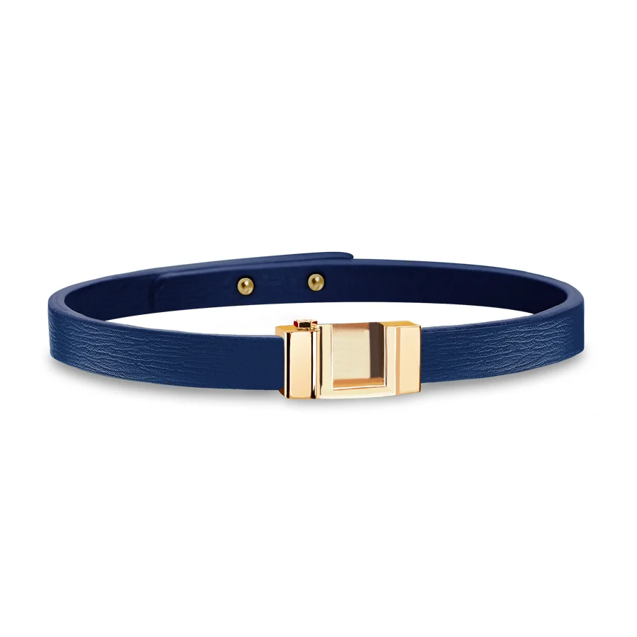 Bracelet interchangeable cuir de veau box bleu