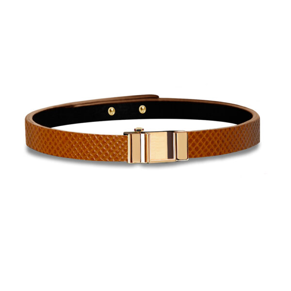 Monture bracelet simple tour veau grainé camel