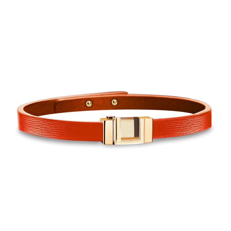 Bracelet interchangeable cuir de veau box orange