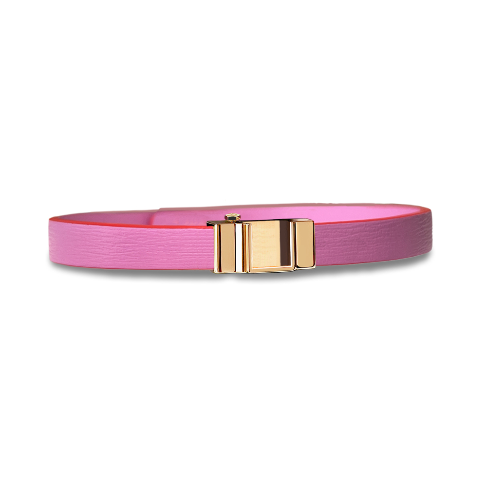 Monture bracelet simple tour veau rose barbie