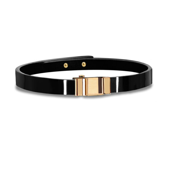 Monture bracelet simple tour veau verni noir