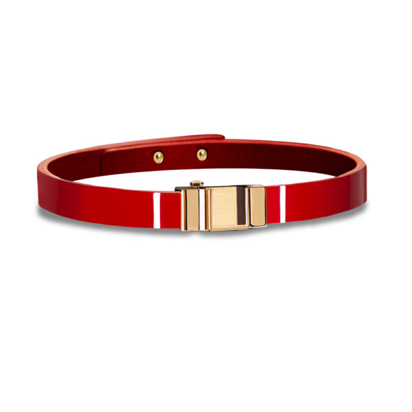 Monture bracelet simple tour veau verni rouge