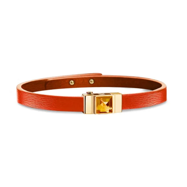 Bracelet cuir femme orange