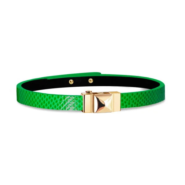 bracelet cuir femme serpent d'eau vert electrique