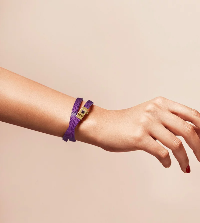 Bracelet double tour serpent d'eau violet