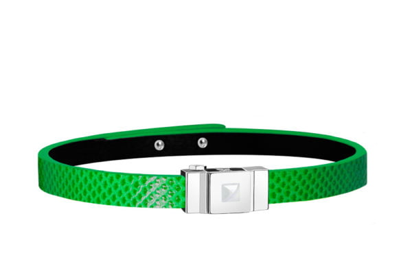Bracelet homme cuir vert électrique