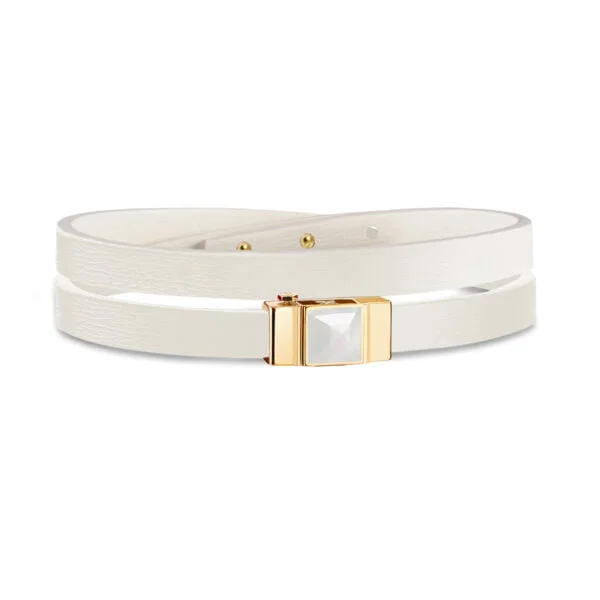 Bracelet double tour femme cuir blanc