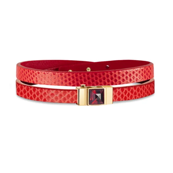 Bracelet double tour femme serpent d'eau coquelicot