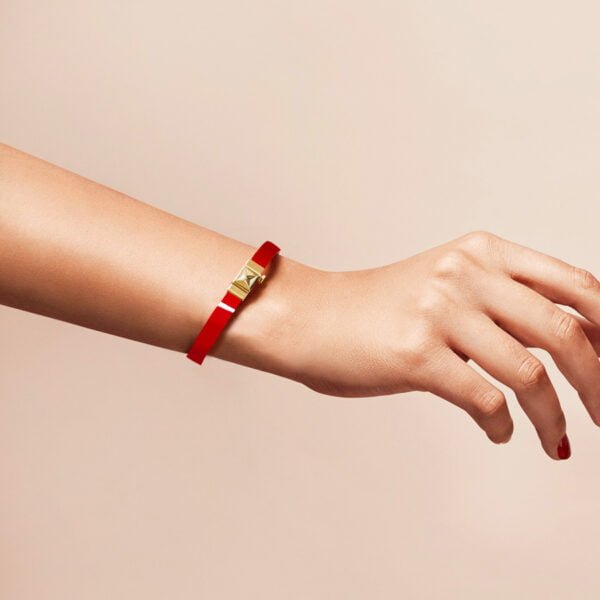 bracelet cuir rouge femme