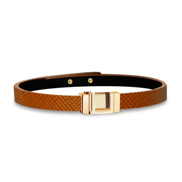 Bracelet interchangeable cuir de veau grainé camel