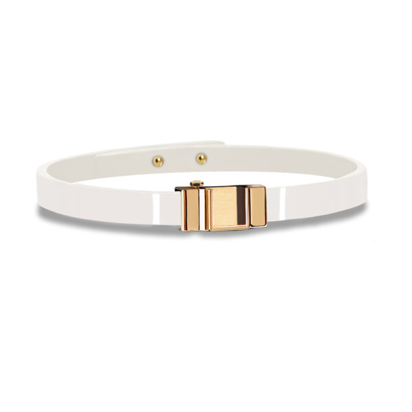 Monture bracelet simple tour veau verni blanc