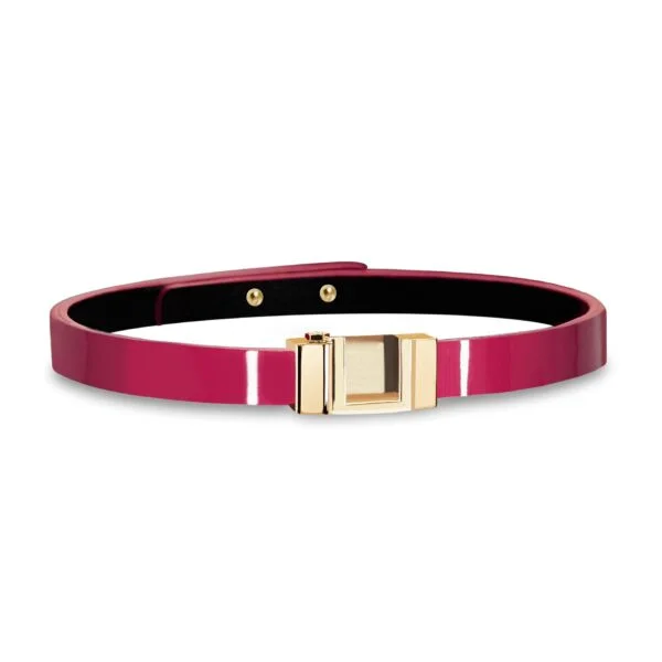 Bracelet interchangeable cuir de veau verni fuchsia