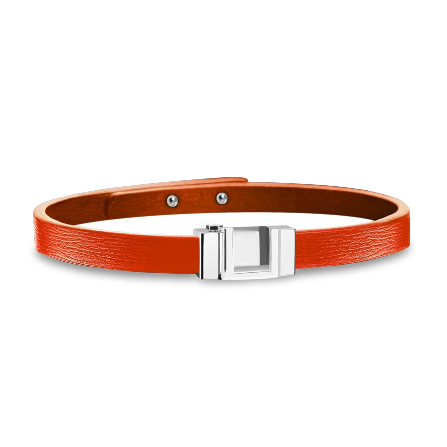 Bracelet interchangeable cuir de veau box orange