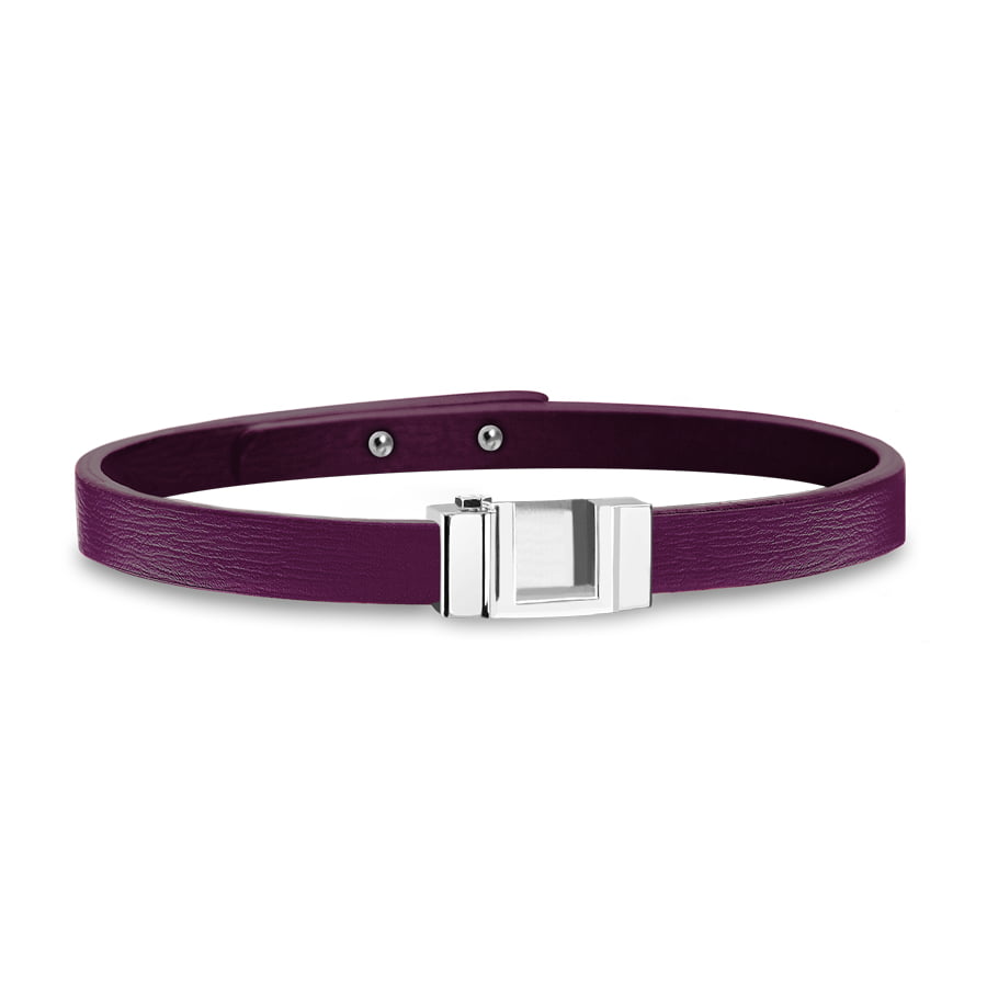 Bracelet interchangeable cuir de veau box violet