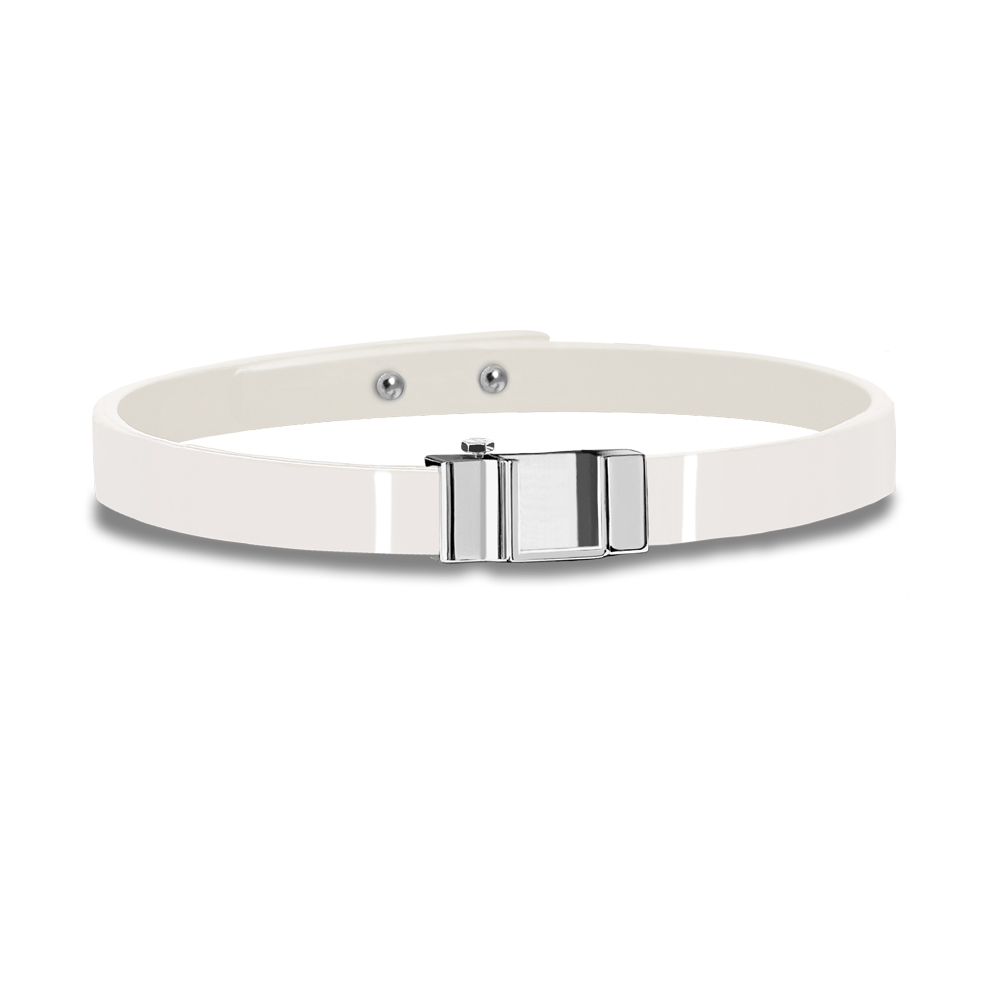 Bracelet interchangeable cuir de veau verni blanc